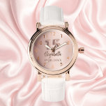 Reloj De Pulsera Nombre de oro rosa Quinceanera<br><div class="desc">Un regalo de Quinceañera. Color de fondo de gradiente dorado subió. Añadir un nombre,  fecha</div>