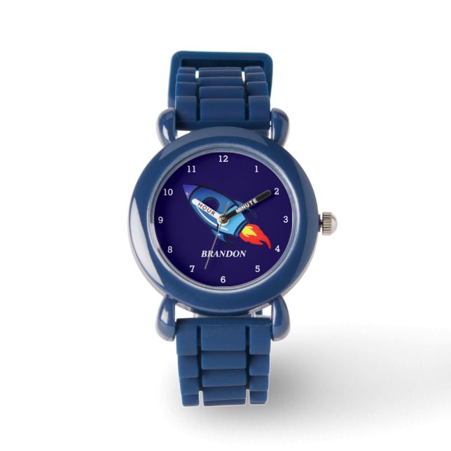 Reloj De Pulsera Nombre del astronauta azul del espacio de cohetes  (Anverso)