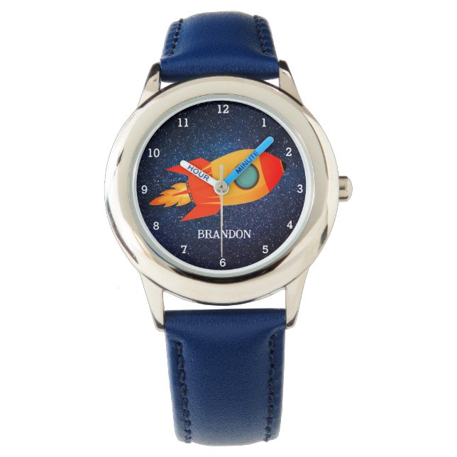 Reloj De Pulsera Nombre del astronauta azul del espacio de cohetes  (Anverso)