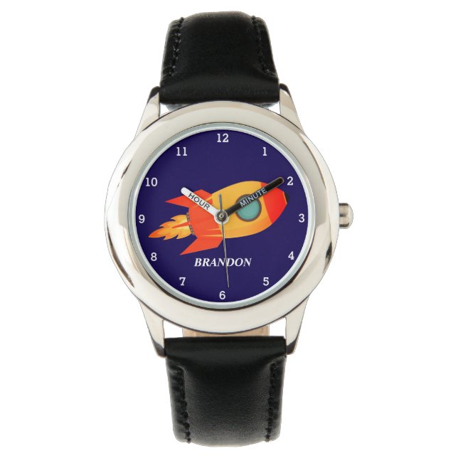 Reloj De Pulsera Nombre del astronauta azul del espacio de cohetes  (Anverso)