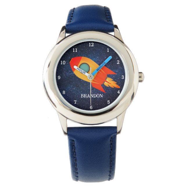 Reloj De Pulsera Nombre del astronauta azul del espacio de cohetes  (Anverso)