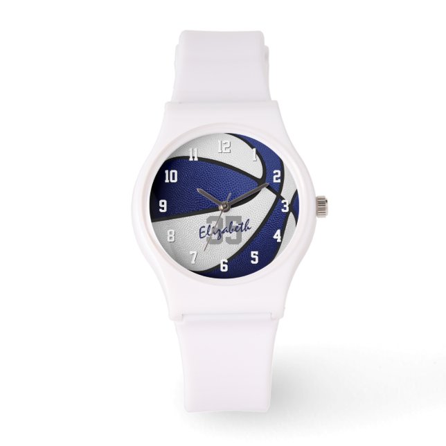 Reloj De Pulsera nombre del atleta jersey número baloncesto blanco  (Anverso)
