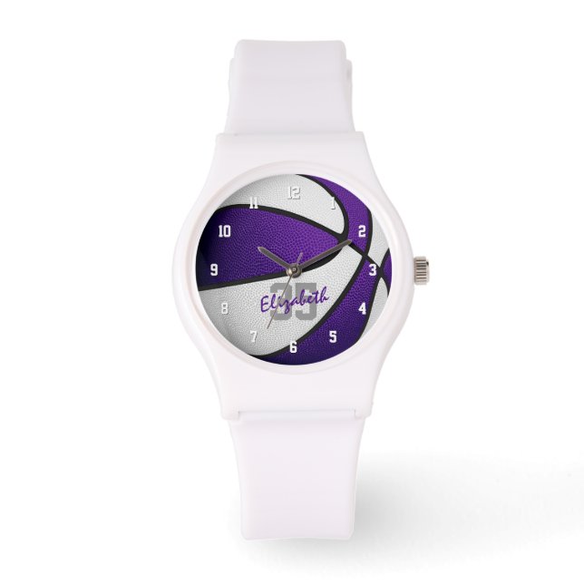 Reloj De Pulsera nombre del atleta jersey número baloncesto blanco  (Anverso)