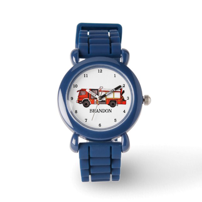 Reloj De Pulsera Nombre del camión de bomberos de niños (Anverso)