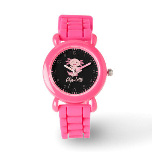 Reloj De Pulsera Nombre del monograma Axolotal rosado