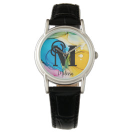Reloj De Pulsera Nombre del monograma de la tinta de la tinta del a