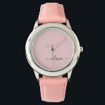 Reloj De Pulsera Nombre del Monograma de Rubor Dusty Pink Moderne S<br><div class="desc">Observatorio de nombres de monograma de escritura simple rosada en Rubor Dusty. Esto hace que el dulce perfecto cumpleaños 16,  boda,  ducha de novia,  aniversario,  ducha de bebé o fiesta de soltera sea regalo para alguien que ama el lujo glam y los estilos de moda.</div>