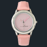 Reloj De Pulsera Nombre del Monograma de Rubor Dusty Pink Moderne S<br><div class="desc">Observatorio de nombres de monograma de escritura simple rosada en Rubor Dusty. Esto hace que el dulce perfecto cumpleaños 16,  boda,  ducha de novia,  aniversario,  ducha de bebé o fiesta de soltera sea regalo para alguien que ama el lujo glam y los estilos de moda.</div>