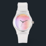 Reloj De Pulsera Nombre del Monograma Metalizado del Purpurina Rain<br><div class="desc">Purpurina De Espuma Metálica De Relieve metalizado Arcoiris Pastel Faux Cepillado Monograma Metalizado Watch. Esto hace que la graduación perfecta, el cumpleaños, el boda, la ducha de novia, el aniversario, la ducha de bebé o la fiesta de soltera sea un regalo para alguien que ama el lujo glam y los...</div>