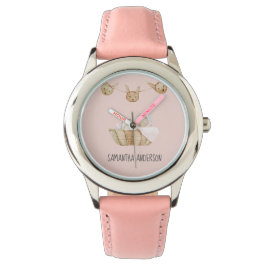 Reloj De Pulsera Nombre del niño rosado del Pastel de Belleza Moder