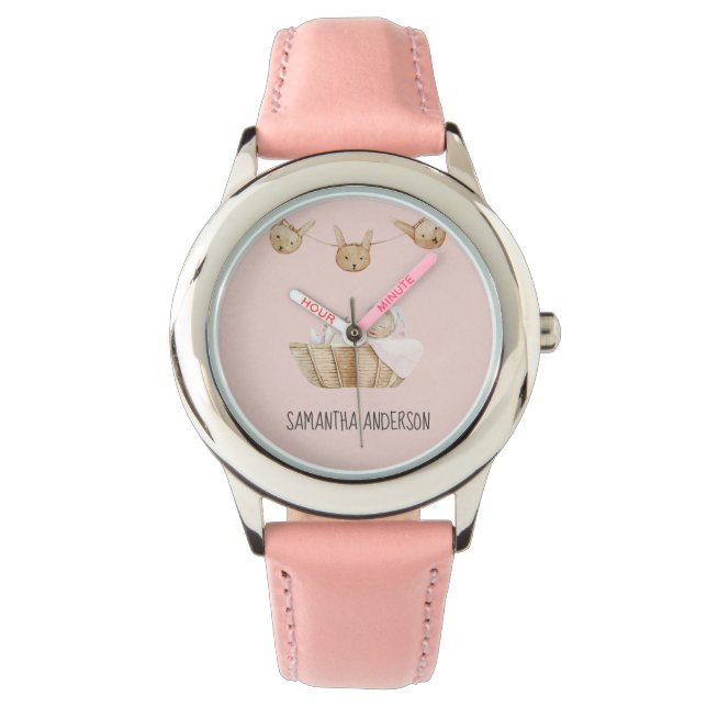 Reloj De Pulsera Nombre del niño rosado del Pastel de Belleza Moder (Anverso)