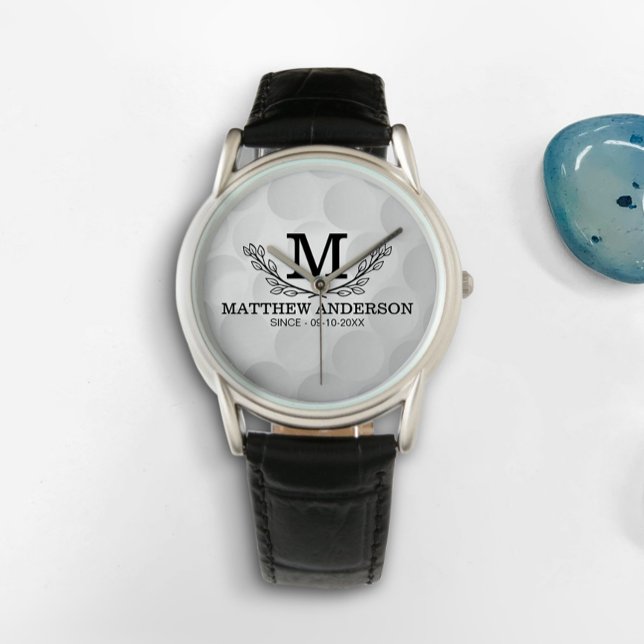 Reloj De Pulsera Nombre del patrón de bola de golf personalizado Mo (Subido por el creador)