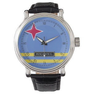 Reloj De Pulsera Nombre del personalizado de la bandera de Aruba