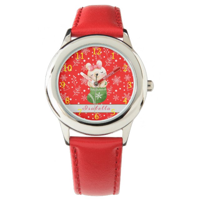 Reloj De Pulsera Nombre del Personalizar de vacaciones de gato Insp (Anverso)