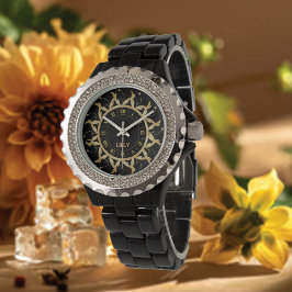 Reloj De Pulsera Nombre del personalizar Mandala Gold Monograma
