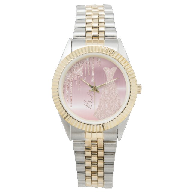 Reloj De Pulsera Nombre del vestido de oro de rosa de novia (Anverso)