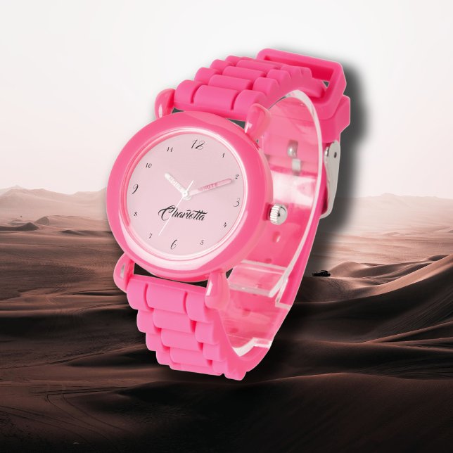 Reloj De Pulsera Nombre elegante manuscrito | Estilo rosa pastel (Subido por el creador)