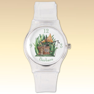 Reloj De Pulsera Nombre, Gramophone Fairytale Cottage Clear Silicon