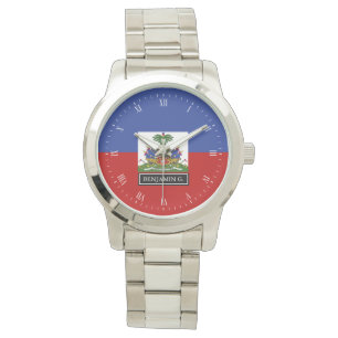 Reloj De Pulsera Nombre haitiano del personalizado de la bandera
