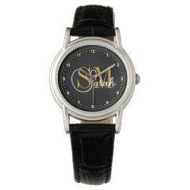 Reloj De Pulsera Nombre monogramado y firma elegante oscura