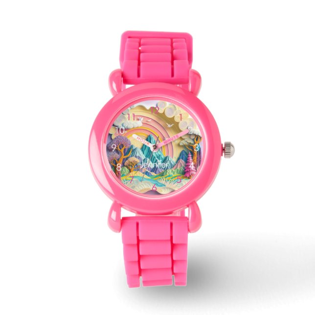 Reloj De Pulsera Nombre natural del arcoiris de Chicas personalizad (Anverso)