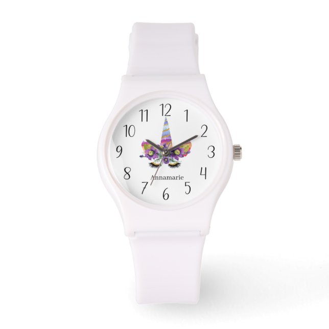 Reloj De Pulsera nombre para agregar unicornio lindo (Anverso)