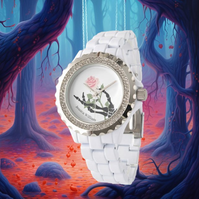 Reloj De Pulsera Nombre personal Skull Hand Floral Watch (Subido por el creador)