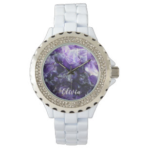 Reloj De Pulsera Nombre personalizado amatista púrpura