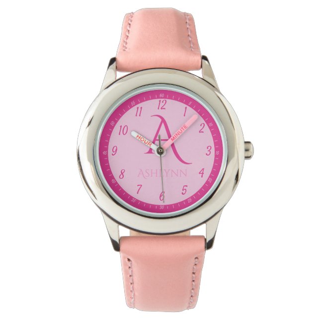 Reloj De Pulsera Nombre personalizado Aprendizaje en monograma de n (Anverso)