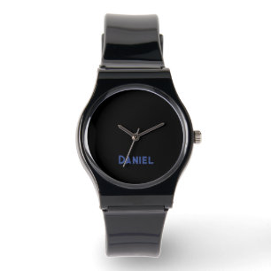 Reloj De Pulsera Nombre personalizado azul en negro