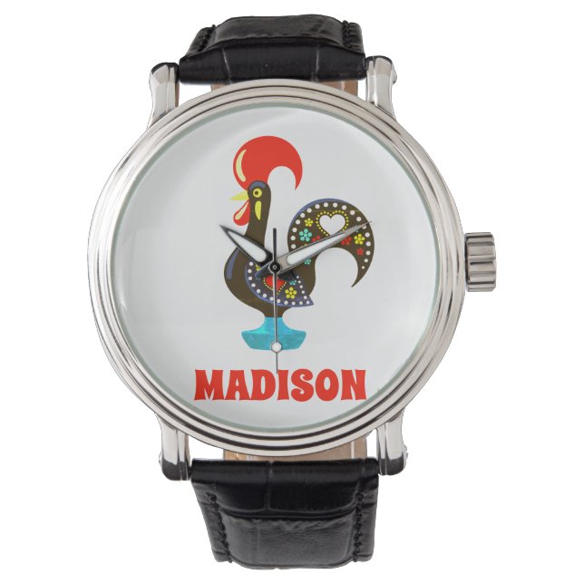 Reloj De Pulsera Nombre personalizado Barcelos Rooster portugués ne (Anverso)