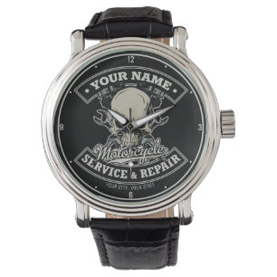 Reloj De Pulsera NOMBRE Personalizado Biker Mechanic Skull Motorcyc