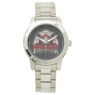 Reloj De Pulsera NOMBRE Personalizado Bombero Casco Rescate de Ince