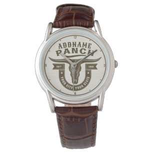Reloj De Pulsera NOMBRE Personalizado Bull Steer Skull Western Ranc