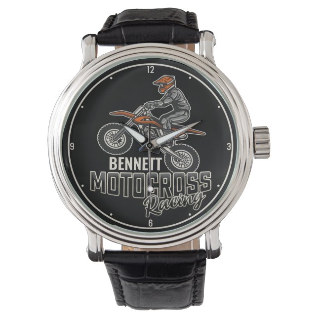 Reloj De Pulsera NOMBRE personalizado Carreras Motocross de ciclism (Anverso)