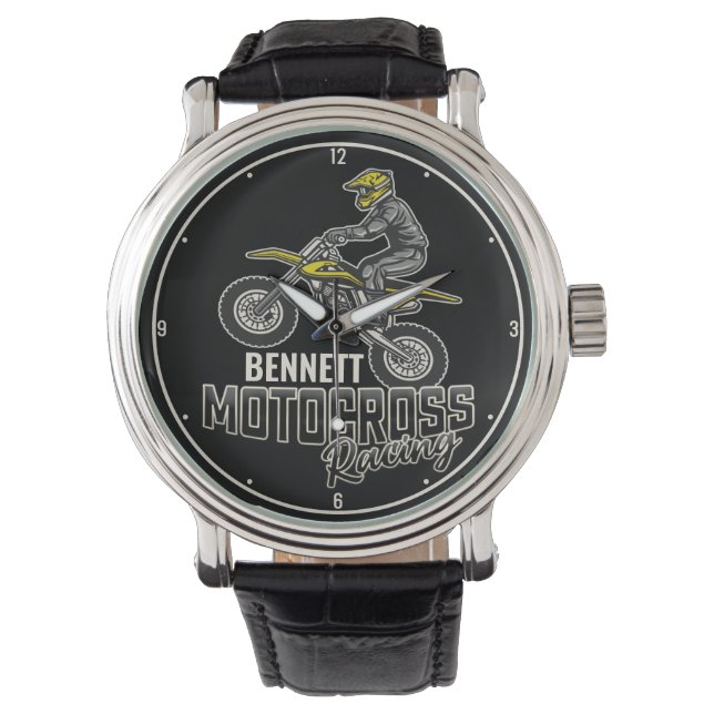 Reloj De Pulsera NOMBRE personalizado Carreras Motocross de ciclism (Anverso)