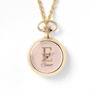 Reloj De Pulsera Nombre personalizado Carta E Hoja de Oro Rosas Ros