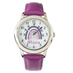 Reloj De Pulsera Nombre personalizado con arcoiris de boho puro