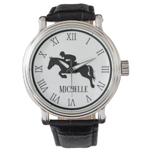 Reloj De Pulsera Nombre personalizado con caballo negro y negro