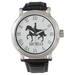 Reloj De Pulsera Nombre personalizado con caballo negro y negro