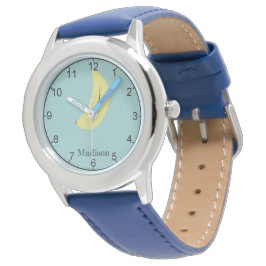 Reloj De Pulsera Nombre personalizado de banana pintada en azul