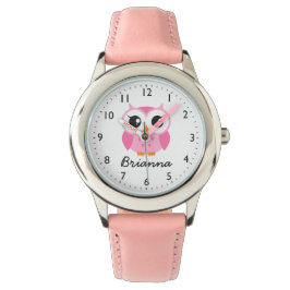 Reloj De Pulsera Nombre personalizado de búho rosado