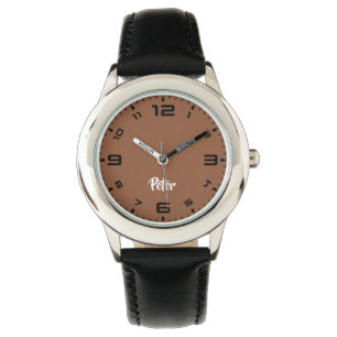 Reloj De Pulsera Nombre personalizado de chocolate marrón claro