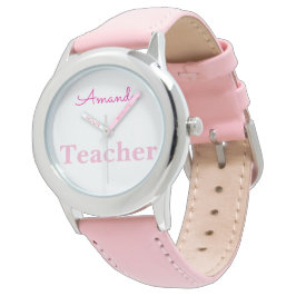 Reloj De Pulsera Nombre personalizado de enfermera blanca rosada