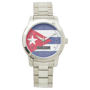 Reloj De Pulsera Nombre personalizado de la bandera cubana