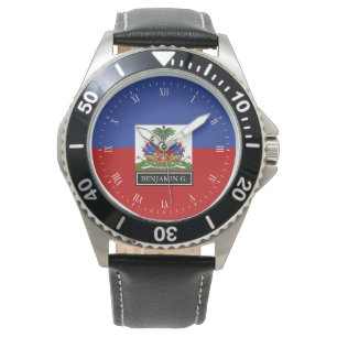 Reloj De Pulsera Nombre personalizado de la bandera haitiana