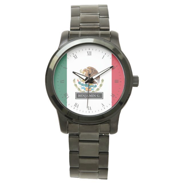 Reloj De Pulsera Nombre personalizado de la bandera mexicana clásic (Anverso)