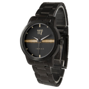 Reloj De Pulsera Nombre personalizado de la línea dorada del Rótulo