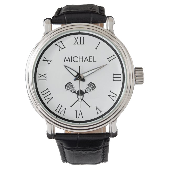 Reloj De Pulsera Nombre personalizado de Lacrosse de época (Anverso)