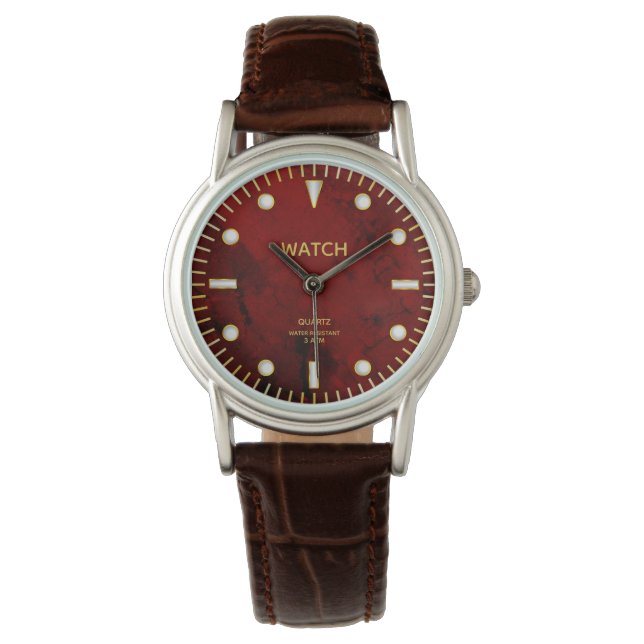 Reloj De Pulsera Nombre personalizado de marcado de jasper rojo (Anverso)